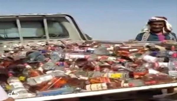 اتلاف شحنة خمور مهربة في طور الباحه