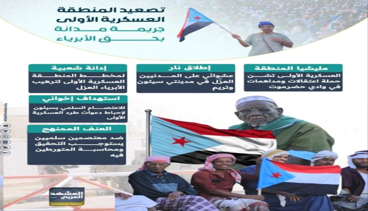 تصعيد المنطقة العسكرية الأولى يواصل إرهاب المدنيين في وادي حضرموت