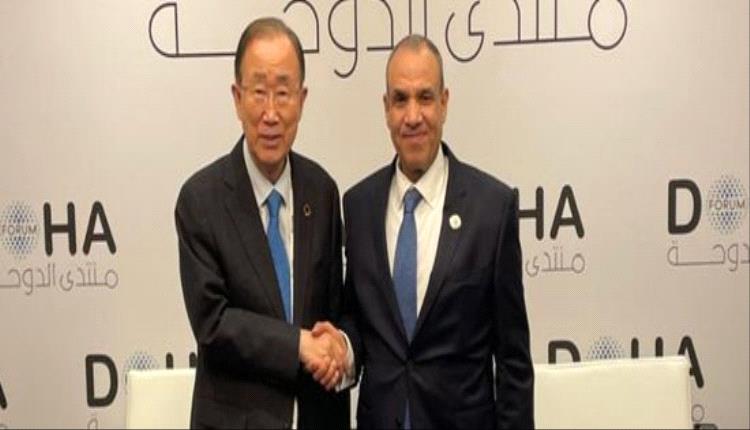 وزير الخارجية المصري يلتقي بان كي مون في الدوحة ويؤكد دعم مصر للمنظومة الأممية