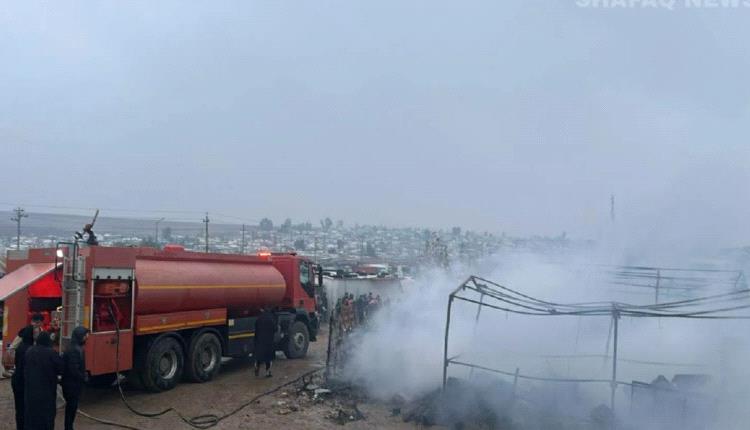 حريق ضخم يلتهم سوق نازحين في زاخو