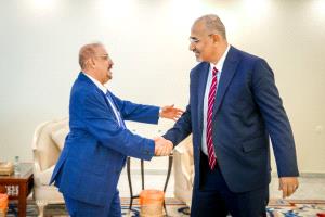 الرئيس الزُبيدي والشيخ البركاني يناقشان تعزيز الأمن والاستقرار وجاهزية القوات لتحرير المناطق الخاضعة للحوثي