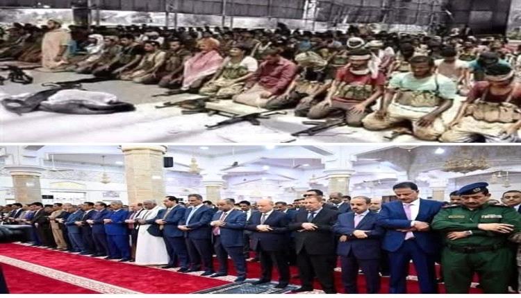 العليمي يصلي في عدن.. وذاكرة الحرب تشتعل: غضب جنوبي من مشهد العيد في معاشيق