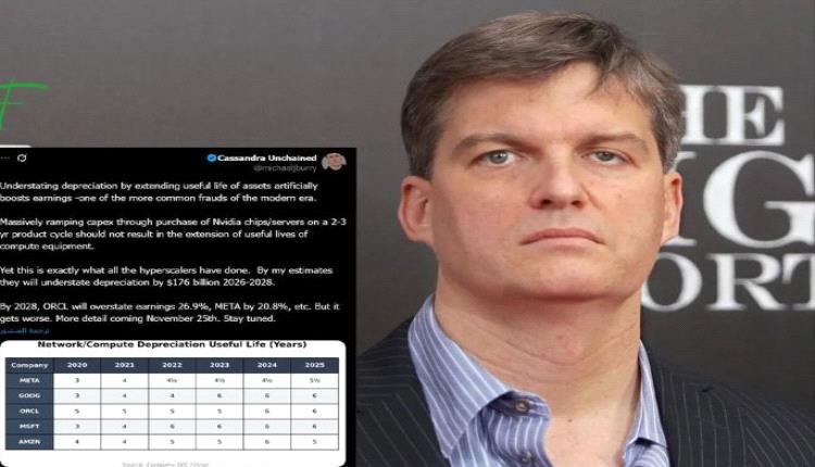 عاجل.. مايكل بيري بعد رهانه على انهيار أسهم الذكاء الاصطناعي: Meta و Oracle تبالغان في تقدير الأرباح