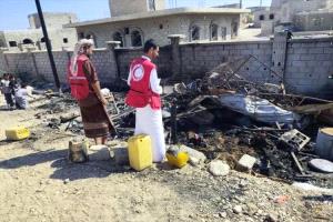 حريق يلتهم مأوى أسرتين في الغيضة ويودي بمواشيهما