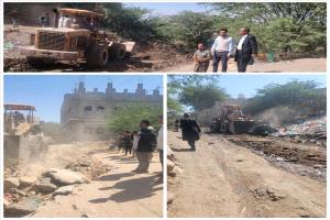 حملة ميدانية في قعطبة لفتح الشوارع وإزالة المخلفات بتوجيه من مدير المديرية
