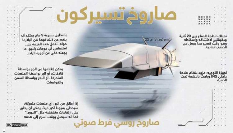 روسيا تطلق صاروخ "تسيركون" الفرط صوتي خلال مناورات عسكرية