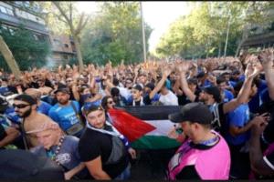 اشتباكات بين الشرطة الإسبانية وجماهير مارسيليا.. ومنع رفع أعلام فلسطين في ملعب ريال مدريد