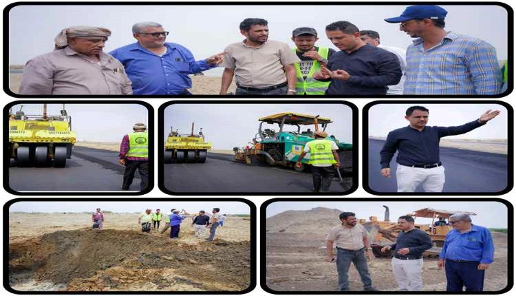 مدير الأشغال بأبين يتفقد أعمال تأهيل طريق العلم – دوفس
