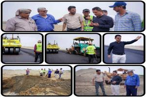 مدير الأشغال بأبين يتفقد أعمال تأهيل طريق العلم – دوفس