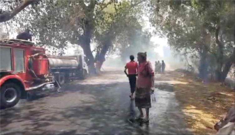 فرق الدفاع المدني تنقذ مزارع أبين من حريق واسع في المسيمير
