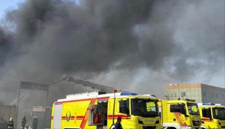 فوز البترولية تحترق بسبب شظايا الدفاع الجوي