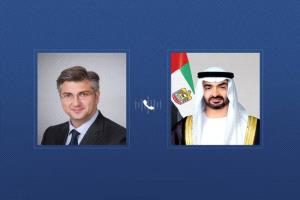 محمد بن زايد يتلقى اتصالاً من رئيس وزراء كرواتيا لتنسيق جهود وقف التصعيد الإيراني