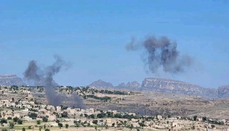 غارتان جويتان تستهدفان تجمعات وآليات حوثية جنوبي التربة بتعز